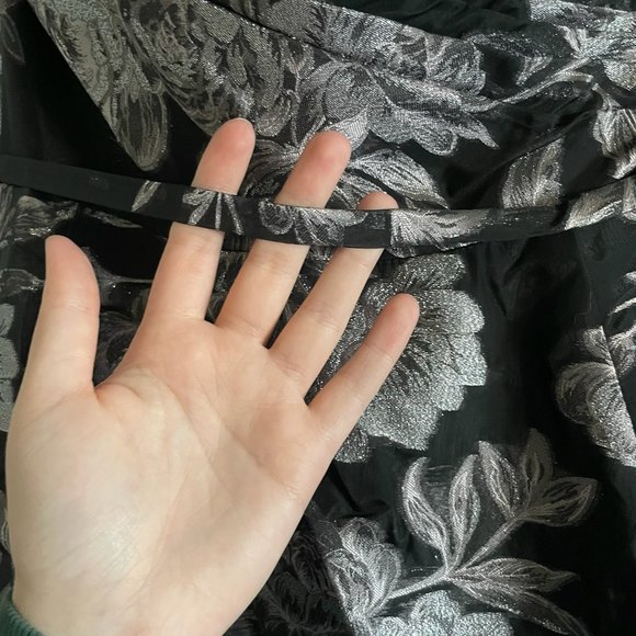 Jovani Black & Silver Floral Print Gown - US 14 - Picture 10 of 14